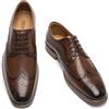 Poerkan, scarpe da uomo Oxford e Derby formali: scarpe eleganti con lacci in pelle, classiche in nero e marrone con dettagli scamosciati in vernice, Marrone, 41 1/3 EU