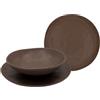 Omniacasa Organic Tortora - Servizio Piatti 18 Pezzi in Stoneware, 6 Persone: 6 Piani 25 cm, 6 Fondi 20 cm, 6 Frutta 20 cm - Finitura Opaca Artigianale - Moderno Nordico - Lavastoviglie e Microonde.