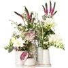 Jinfa Set di 8 mini vasi in ceramica beige effetto vintage su base (30×9×12 cm) - Vasi decorativi artigianali fusi in un unico pezzo - Stile rustico e boho