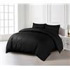 Crescent Textile Set di biancheria da letto con copripiumino 200 fili, per letto singolo, matrimoniale, king e super king, 100% cotone egiziano, di qualità alberghiera, con chiusura facile (nero,