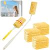 OFFCUP 32 Pezzi Ricariche per Spolverino, 360° Kit per Spolverare Elettrostatico Compatibile con Swiffer Duster, Piumini Cattura Polvere con 1 Manico 1 Telescopici Spolverini Usa e Getta