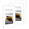 Baoee Set di 3 cornici portafoto A3 bianche con supporto A4 e vetro acrilico, cornice A3, cornice per poster, certificato, montaggio a parete