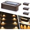 Solpex 4 lampade solari per esterni, luce bianca calda, luci solari impermeabili, illuminazione a LED per scale esterne, gradini, recinzioni, giardino, cortile, decorazione (marrone)