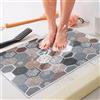 MACUNIN Tappetino da doccia antiscivolo 80x100 cm - Morbido comfort sicurezza tappetino da bagno con fori di scarico, PVC-Luffa massaggio antiscivolo per doccia, asciugatura rapida