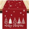 Dorunfeey Runner di Natale Rosso 33x183 in Lino Runner da Tavola Albero Fiocco di Neve Cuori Centrino Natalizio Rettangolare Runner Tavolo Moderno Elegante Apparecchiatura Tavola Natalizia Decorazioni Soggiorno