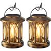 GEARLITE Lanterne Solari da Esterno, 2 Pezzi Luci Solari da Giardino, Luce al Tungsteno Bianco Caldo, IP65 Impermeabile Lanterna Solare da Esterno con Clip, Lampade da Esterno Giardino (Bronzo)
