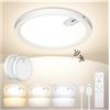 Uwithm Plafoniera LED soffitto con sensore di movimento, batteria ricaricabile da 7000mAh, 3 temperature di colore, dimmerabile, con telecomando con timer, adatta per bagni, corridoi,garage（2 pezzo）