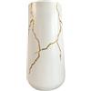 Haute Collage Vaso bianco Haute Collage, decorazione da tavolo ispirata all'arte giapponese Kintsugi, vaso di fiori bianco e oro (rastremato)