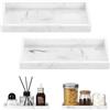 Luxspire Vassoio da Bagno - 2 Pezzi (20 x 10 cm) Portasapone in Silicone per Lavello da Appoggio, Vassoio da Banco per Bagno per Dispenser di Sapone, Accessori per Gioielli e Profumi, Marmo Bianco