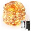 Auting Catena di luci a LED per interni, 200 LED, per esterni, luce bianca calda, in filo di rame con spina timer, 8 modalità, IP65, impermeabile, per decorazione natalizia, giardino, balcone, festa