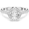 Swarovski Una Angelic Anello, Gioiello Versatile con Pavé di Cristalli e Zirconia Trasparente, Pietre Sfavillanti a Taglio Round, Placcatura in Tonalità Argento, Taglia 52