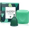 SHORDY Coppa mestruale, confezione singola (Large) con scatola, flessibile, coppetta mestruale | Up to 12 ore di comfort, Eco-Friendly & Saffer Alternative to Pads & tamponi (verde)