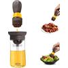 TINMIX Dispenser di olio con spazzola per barbecue, contenitore per olio e dispenser e spazzola in silicone per cucina, barbecue, grigliate, cottura e cottura TOB21 TOB21S (Ob21s-marrone)