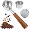 Fouvin Portafiltro senza fondo 51 mm per DeLonghi Dedica EC680/EC685/EC885 con 3 orecchie e manico in legno, filtro in acciaio inox da 0,3 mm, compatibile con EC785/EC820/EC850/EC860, All Stainless Steel