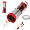 Trendecor Macina peperoncino, 150 ml macina pepe con coperchio protettivo in acciaio inox e vetro per spezie grossolane e peperoncino, anche come macinaspezie rosso