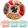 SacJkt 4 Pezzi Antipastiera Aperitivo 25cm, Vassoio in Plastica, Portafrutta con 5 Scomparti Riutilizzato per Adulti Bambini per Noci Snack Dolci Secchi Dolci (Rosa, Verde)