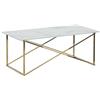 Beliani Tavolino Piano Stile Marmo Bianco e Vetro Temperato Base Oro 100 x 50 cm
