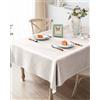 HW CASA Tovaglia Antimacchia 140x180 in Finto Lino Spalmato Doppio Strato,100% Impermeabile Tovaglia Plastificata Rettangolare,6 Posti Tovaglia Antimacchia,Adatto per Sala da Pranzo, Soggiorno,Beige