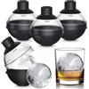 BOCHION Set 4 Stampi Ghiaccio Rotondi in Silicone - Facile Rilascio, con Coperchio - Cubetti Ghiaccio Grandi da 6 cm - Ideale per Whisky, Cocktail e Bibite - Forme Ghiaccio Rotondo, Riutilizzabile, Senza BPA