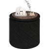 PINPLUS Pouf Contenitore Rotondo Pieghevole, in Teddy Bouclé, con Coperchio Ribaltabile come Tavolino, per Soggiorno e Camera, Ø 33 x 35 cm, Nero