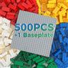 HUIZDQ Set di 500 mattoncini classici da costruzione, 2 x 4, piastre di base impilabili, adatte per ragazzi e ragazze dai 6 anni in su, compatibile con tutte le marche importanti, blocco di
