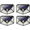 AMAPOLAS 4 x Applique Da Esterno Con Pannello Solare 100 Led Sensore Movimento Crepuscolare - Set 4 pezzi