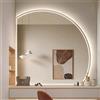HanDpi Specchio Decorativo Moderno a LED Senza Cornice, Specchio da Trucco antiappannamento a Mezzaluna per Il Bagno, Interruttore Touch, dimmerabile Intelligente, Illuminazione Frontale e retroil