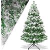 KESSER® - Albero di Natale artificiale, 210 cm, con 1246 punte, decorazione natalizia, abete artificiale, montaggio rapido, incluso supporto, in polietilene (PE), colore verde e bianco - 2,1 m