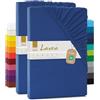Lavea® Set 2 Lenzuola con Angoli MAYA- Jersey 100% Cotone - Per Letti Standard, Topper, Boxspring e ad Acqua - Con Elastico - OEKO-TEX® - Traspiranti (Blu royal, 90x200-100x200cm)
