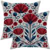 Generic Set di 2 federe decorative per cuscini, motivo floreale, rosse e blu, decorazione primaverile per la casa per divano e letto, vivace stile rustico 40,6 x 40,6 cm
