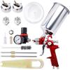 Pindex HVLP Pistola a spruzzo ad aria a gravità: spruzzatore di vernice con tazza in alluminio da 1000 cc | 3 ugelli per riparazione auto, vernice per recinzione (rosso)