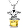 HARMONY BOLA Red Panda/Pig/Cat Necklace 925 Sterling Silver Hummingbird/Corgi Pendant Animals Jewellery Birthday Gifts for Women Girls
