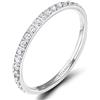 Zakk 2mm Eternity Anello dell'eternità donna in titanio con zirconi anelli di fidanzamento fedi nuziali promessa (Argento,55 (17.5))