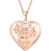 U7 Collana Donna Medaglione Portafoto Cuore Rosa Fiore Ciondolo Portafoto + Catena Regolabile, Collana Donna Cuore Apribile Placcato Oro Rosa, Regalo per Natale Compleanno
