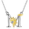 VONALA Collana con ciondolo a forma di girasole, in argento Sterling 925, iniziale dell'alfabeto, ciondolo a forma di lettera, nome, girasole, gioielli, regalo per donne e ragazze, ca. 16.76 x 19.05