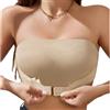 Sexy Code 1701 Reggiseno Senza Spalline Push Up Senza Ferretto Bandeau Top Bralette da Donna con Spalline Trasparenti in Silicone Antiscivolo Reggiseno Senza Cuciture Top TubeD469+P030,Beige,XL