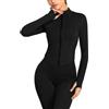 FEOYA Giacca Sportiva con Zip da Donna Aderente Top da Corsa Maniche Lunghe Top Yoga Fitness Atletica Maglia Sportiva Elasticizzata Nero M Giacca Running Palestra Crop Top Slim Fit con Fori Colletto