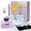 gurelax Set regalo per depilazione da donna, kit di lusso per depilazione indolore, sistema di epilazione elettrico, rimozione dei peli facciali portatile con 4 testine di ricambio, candela profumata con