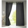Gardinenbox Set di 2 Tende con Passanti Nastro Arricciato Opaco in Micro Raso Traslucido, Tinta Unita Opaca, Poliestere, Nero, H225 x B140 cm (2er Pack)