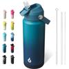 BJPKPK Bottiglia d'acqua con coperchio della cannuccia, thermos in acciaio inox per sport, viaggi, senza BPA, a prova di perdite, thermos, tazze, bottiglie, bicchieri,
