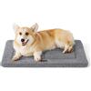 Bedsure Cuccia lavabile per cani di media taglia - 74x53 cm Cuscino di media taglia con imbottitura in schiuma ad alta densità, materassino per cani in peluche Sherpa lavabile, grigio