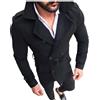Generic Giacche da tiro in tweed per uomo Regno Unito | soprabiti da uomo doppio petto trench con cintura cappotti casual giacca calda cappotto sportivo cappotti invernali tinta unita giacca con risvolto