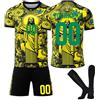 Generico Personalizzate Maglia Calcio Brasile per Bambino, Abbigliamento Sportivo Specifico T-Shirt Pantaloncini Calzini di Calcio da Uomo/Bambino e Ragazzi