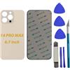 Peixiong Sostituzione del coperchio del vetro posteriore 14 Pro Max per iPhone 14 Pro Max Sostituzione del vetro posteriore posteriore da 6,7 '' con kit di strumenti di riparazione,Colore:Oro
