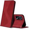 ZONNAVI Cover per Oppo A16 / A16s / A54s, Flip Custodia Pelle PU con [Slot Cart] [Supporto Stand] [Magnetica], Cover a Libro Portafoglio per Oppo A16 / A16s / A54s (Rosso)