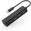 LENTION Hub USB C a 3 Porte USB 2.0 con LAN Ethernet RJ45, Adattatore Compatibile con 2016-2023 MacBook Pro 13/15/16, New Mac Air, MacBook 12, Surface Pro 7/Book 2/Go, Chromebook(CB-USBC2.0, Nero)