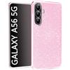 N NEWTOP 3in1 Cover Compatibile con Samsung Galaxy A56 5G, Custodia Case GLITTER Brillantini Paper Interno Bling TPU + PC Flessibile Morbida Case Posteriore Lucida Protezione Fotocamera (Fucsia)