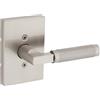 Kwikset Prava - Maniglia per porta fittizia zigrinata monofacciale per armadi, porte doppie francesi e dispensa, nichel satinato, leva interna reversibile non girevole, con protezione
