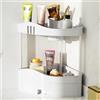 BAKAJI Mensola Angolare Bagno con cassetto, Organizer Multiripiano in Plastica dura, Unità di Mensole ad Angolo Portaoggetti, Scaffale Organizer Minimal per Bagno, Cucina, Ufficio, Casa (2 Ripiani)