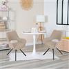 MEUBLE COSY Set Sala da Pranzo da 3 Pezzi con 1 Tavolo Rotondo e 2 Sedie, Struttura in Acciaio per Cucina e Soggiorno, Legno ingegnerizzato, Bianco + Beige, 80x80x73/58,5x59x81 cm